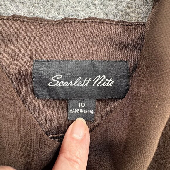 Scarlett Nite Dress Womens 10 Chocolate Baby Doll Ribbon Tie Sheer Ruffle Dainty - Picture 6 of 16